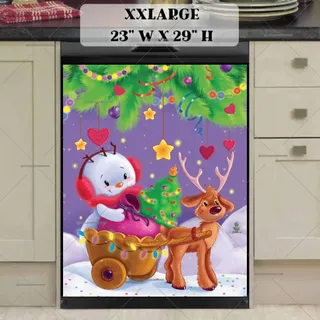 Preview of Christmas Snowman and Reindeer magnet in XX Large size.