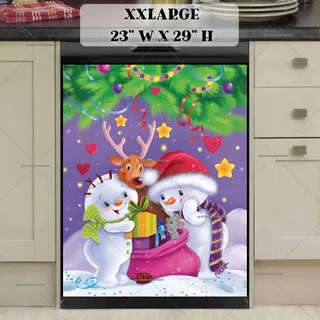 Preview of Cute Snowman Couple and Reindeer magnet in XX Large size.