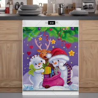 Preview of Cute Snowman Couple and Reindeer magnet.