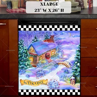 Preview of Cozy Christmas Cottage magnet in Extra Large size.