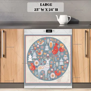 Preview of Scandinavian Folk Art Christmas #3 magnet in Large size.