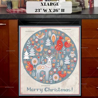 Preview of Scandinavian Folk Art Christmas #3 magnet in Extra Large size.