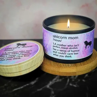 Preview of Unicorn Mom Candle.