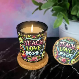 Preview of “Teach Love Inspire” Teacher Candle.