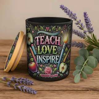 Preview of “Teach Love Inspire” Teacher Candle.