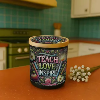 Preview of “Teach Love Inspire” Teacher Candle.