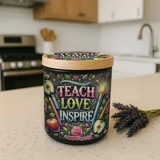 Preview of “Teach Love Inspire” Teacher Candle.