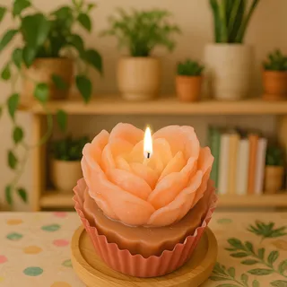 Preview of Heart Rose Cupcake Candle.