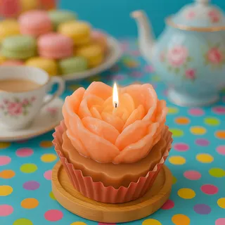 Preview of Heart Rose Cupcake Candle.