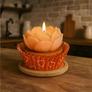 Preview of Heart Rose Cupcake Candle.