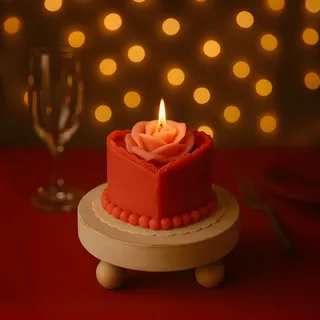 Preview of Heart Rose Cake Candle.