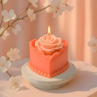 Preview of Heart Rose Cake Candle.