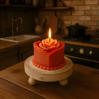 Preview of Heart Rose Cake Candle.