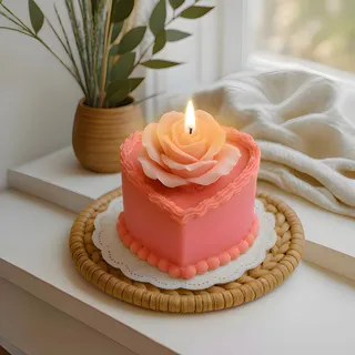 Preview of Heart Rose Cake Candle.