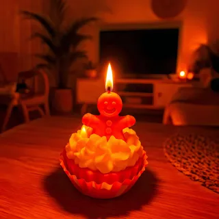 Preview of Pink Gingerbread Man Cupcake Candle.
