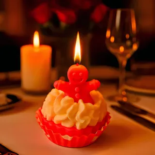 Preview of Pink Gingerbread Man Cupcake Candle.