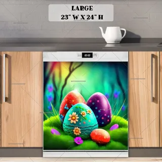 Preview of Colorful Easter Eggs and Flowers magnet in Large size.