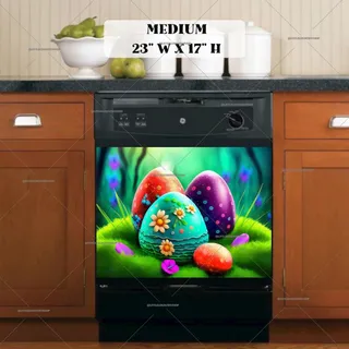 Preview of Colorful Easter Eggs and Flowers magnet in Medium size.