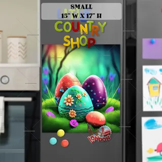 Preview of Colorful Easter Eggs and Flowers magnet in Small size.