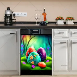 Preview of Colorful Easter Eggs and Flowers magnet.