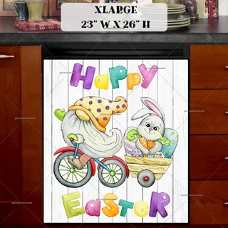 Preview of Easter Gnome and Bunny on a Bike magnet in Extra Large size.