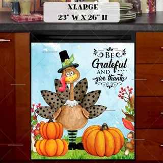 Preview of Thanksgiving Turkey with Pumpkins magnet in Extra Large size.