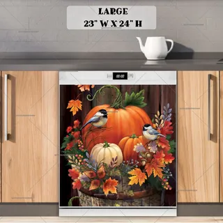 Preview of Autumn Pumpkin Chickadees magnet in Large size.