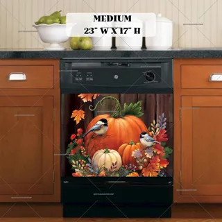 Preview of Autumn Pumpkin Chickadees magnet in Medium size.