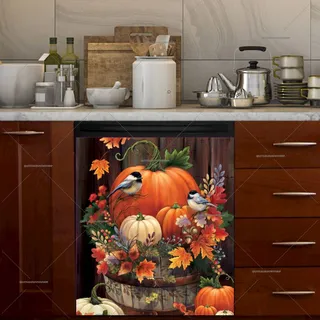 Preview of Autumn Pumpkin Chickadees magnet.