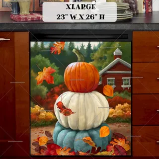 Preview of Autumn Pumpkins and a Red Barn magnet in Extra Large size.