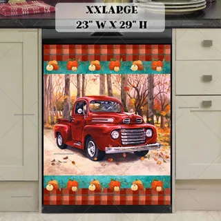 Preview of Red Autumn Farmhouse Truck magnet in XX Large size.