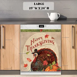 Preview of Vintage Happy Thanksgiving Turkey magnet in Large size.