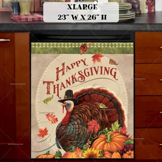 Preview of Vintage Happy Thanksgiving Turkey magnet in Extra Large size.