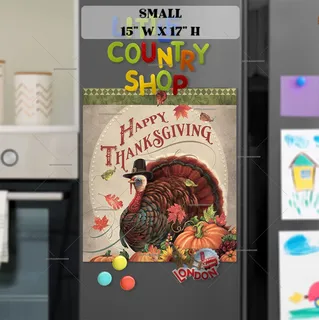 Preview of Vintage Happy Thanksgiving Turkey magnet in Small size.