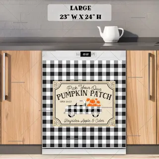 Preview of Buffalo Plaid Pumpkin Truck magnet in Large size.