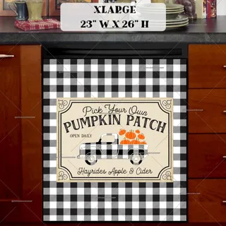 Preview of Buffalo Plaid Pumpkin Truck magnet in Extra Large size.