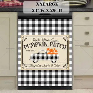 Preview of Buffalo Plaid Pumpkin Truck magnet in XX Large size.