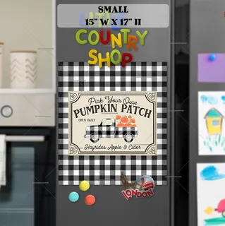 Preview of Buffalo Plaid Pumpkin Truck magnet in Small size.