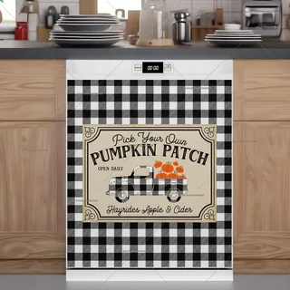 Preview of Buffalo Plaid Pumpkin Truck magnet.