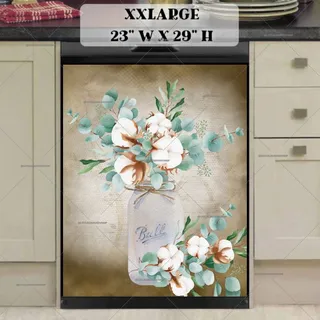 Preview of Cotton and Eucalyptus in a Mason Jar magnet in XX Large size.