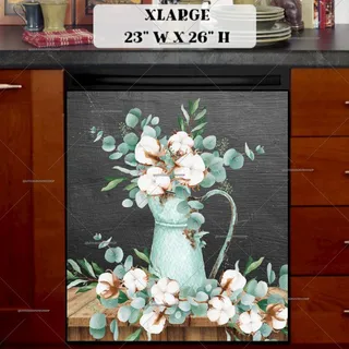 Preview of Cotton and Eucalyptus Bouquet magnet in Extra Large size.