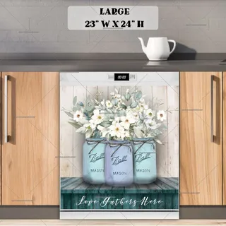 Preview of Farmhouse Mason Jars and Flowers magnet in Large size.