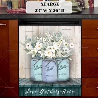 Preview of Farmhouse Mason Jars and Flowers magnet in Extra Large size.