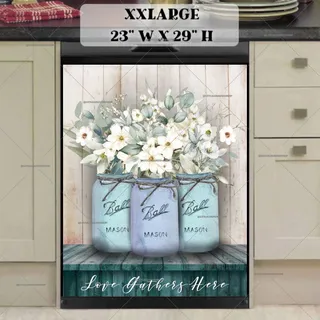 Preview of Farmhouse Mason Jars and Flowers magnet in XX Large size.