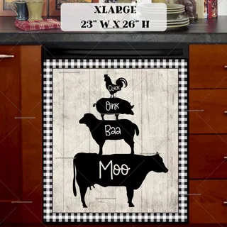 Preview of Stacked Farm Animals Silhouette magnet in Extra Large size.