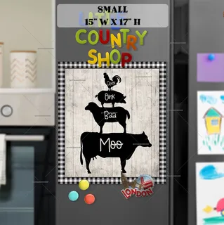 Preview of Stacked Farm Animals Silhouette magnet in Small size.