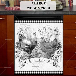 Preview of Country Farmhouse Chicken Welcome magnet in Extra Large size.