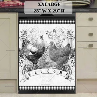 Preview of Country Farmhouse Chicken Welcome magnet in XX Large size.