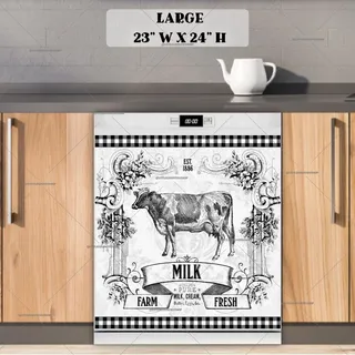 Preview of Vintage Milk Farm Cow Design magnet in Large size.