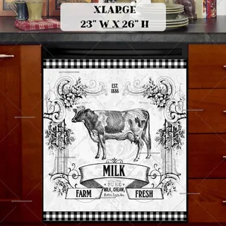 Preview of Vintage Milk Farm Cow Design magnet in Extra Large size.